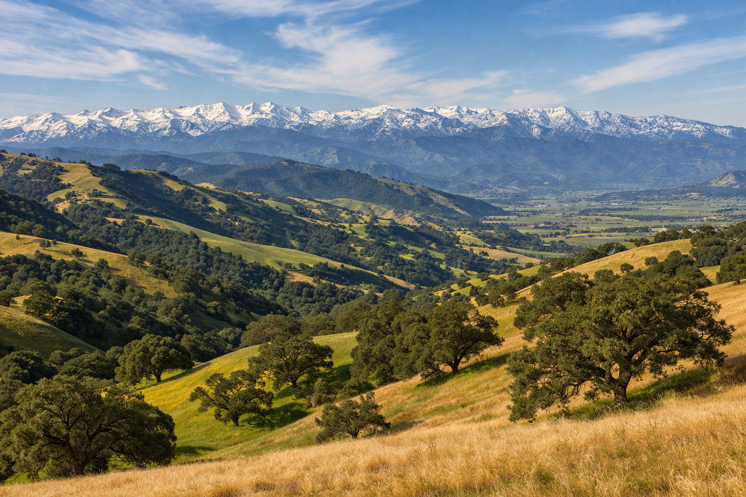 Northern California landscape with Sierra Nevada mountains