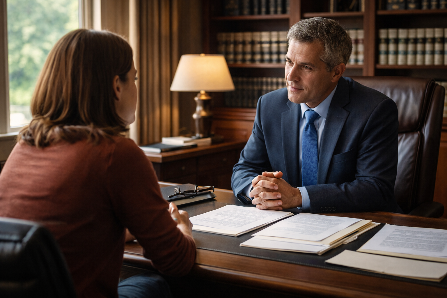 Attorney consultation in a professional office setting